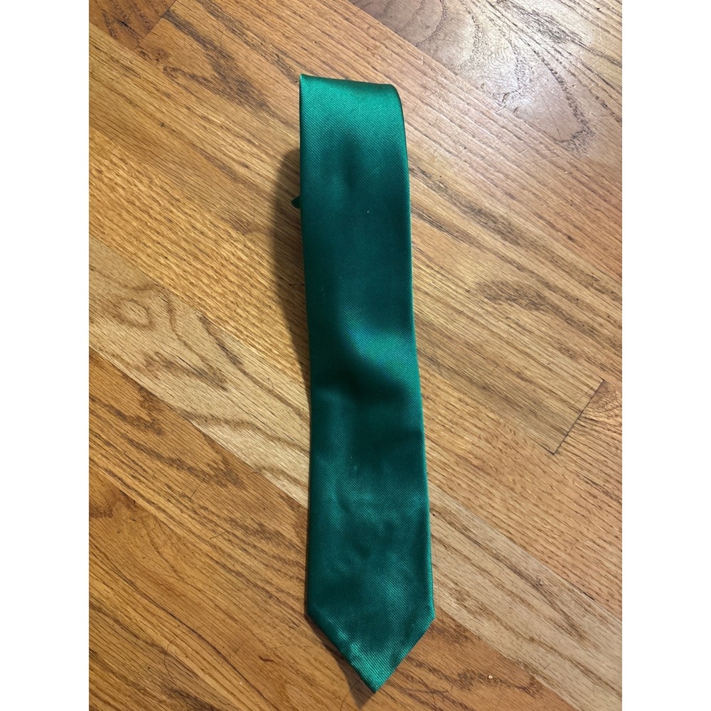 Polo Ralph Lauren Handmade Green Silk Tie With Red & Yellow Stripe Accent